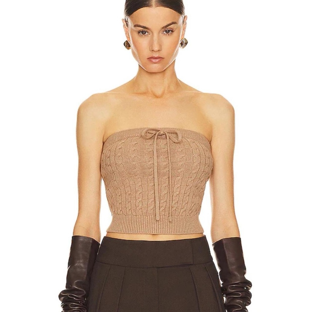 Women's Tan Cable Knit Tube Top